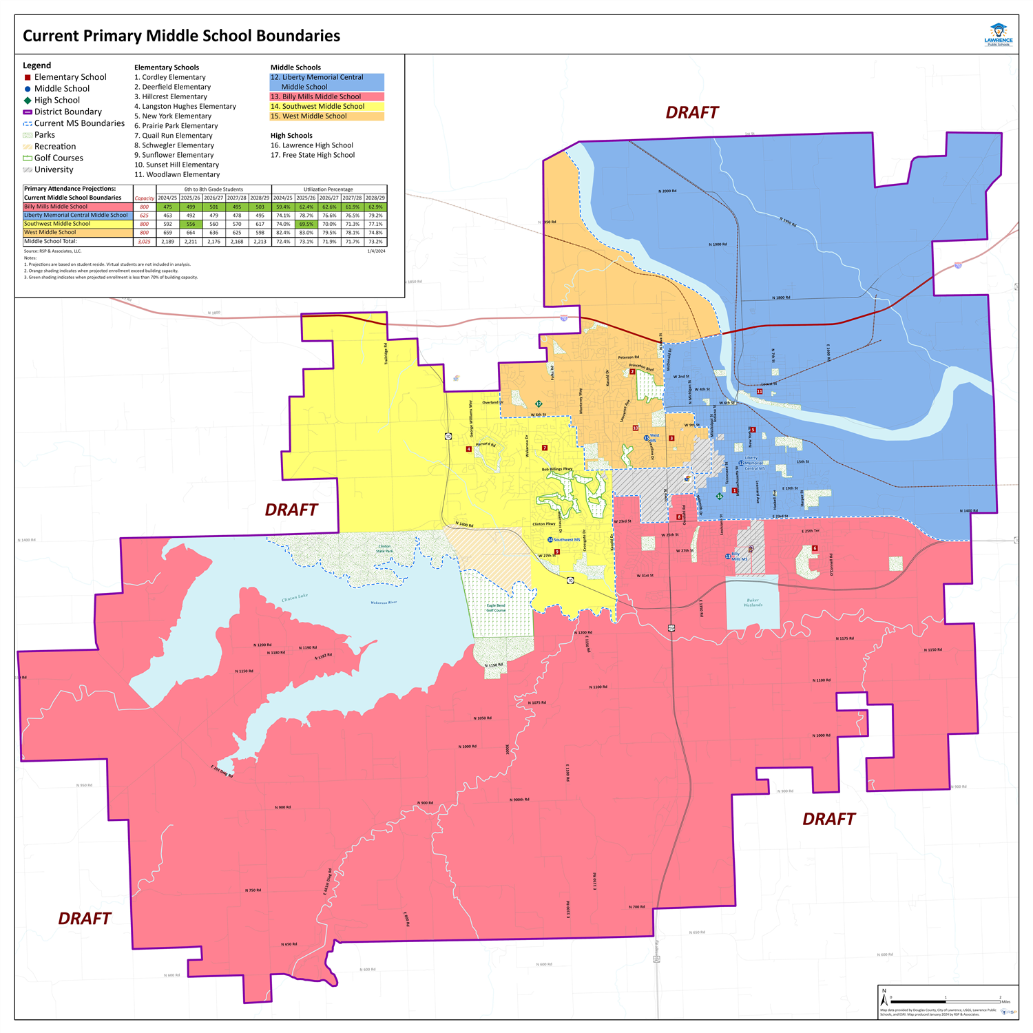 2024 BAC Current Middle School Boundary Map